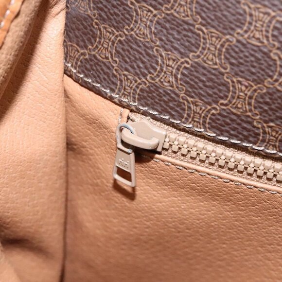 CELINE Macadam Canvas Shoulder Bag PVC Leather Brown Gold Auth BD871 - Picture 11 of 16